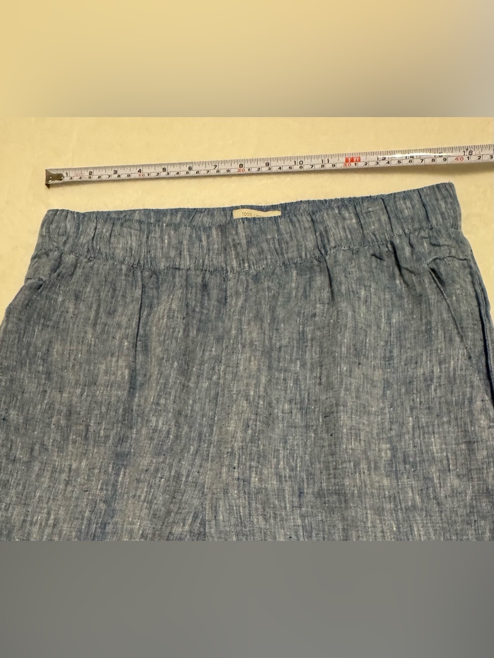 NEW Cynthia Rowley 100% Linen Wide Leg Blue Chambray Pants Size L - Picture 5 of 6